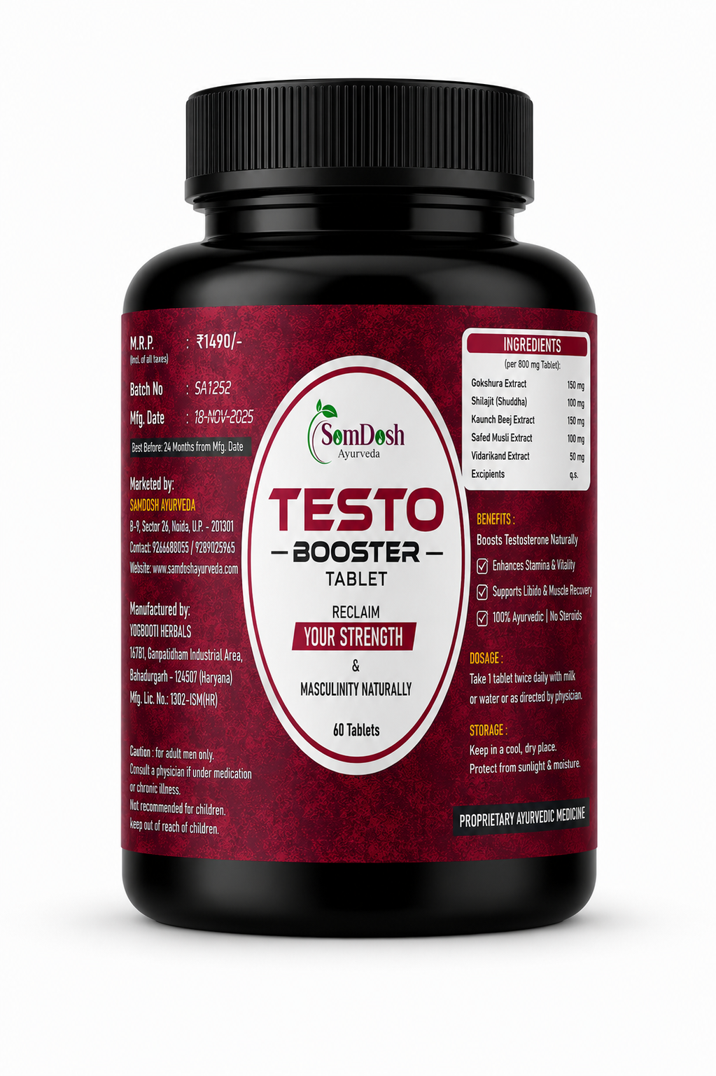 Testo Booster Tablet - Natural Strength & Vitality Support for Men